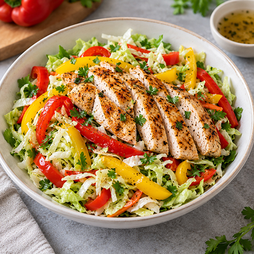 Salad ức gà bắp cải ớt chuông