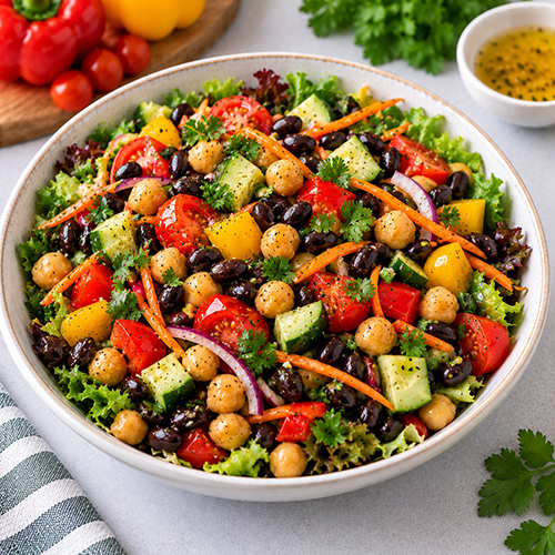 Salad đậu gà đậu đen rau củ