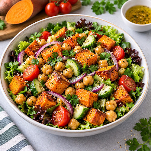 Salad khoai lang đậu gà