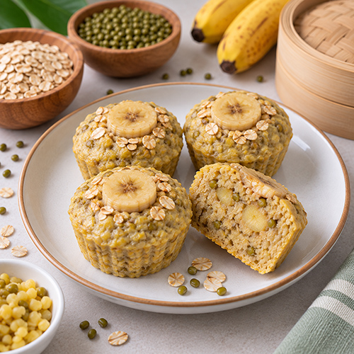 Bánh yến mạch đậu xanh chuối hấp