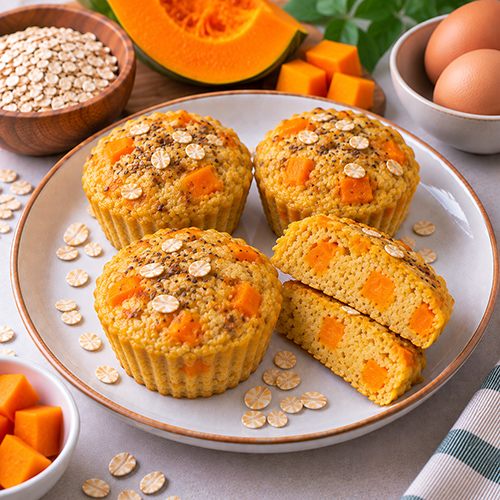 Bánh yến mạch bí đỏ trứng hấp