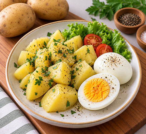 Khoai tây hấp trứng gà