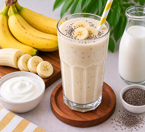 Sinh tố chuối tiêu sữa chua hạt chia