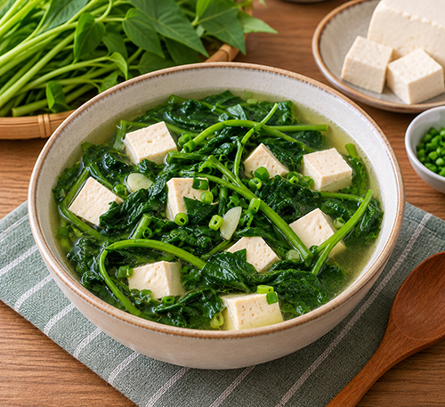Canh rau lang đậu phụ