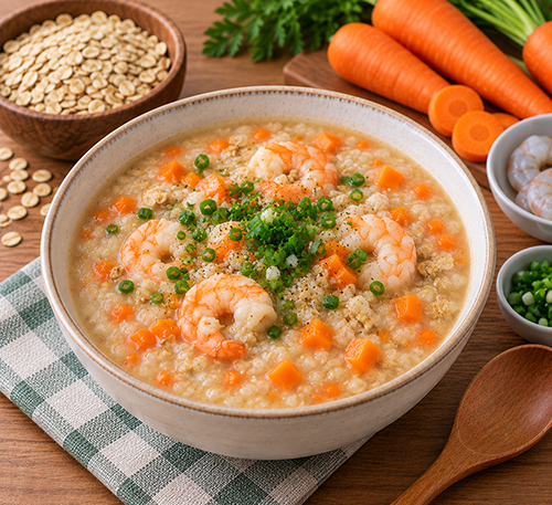 Cháo yến mạch tôm cà rốt