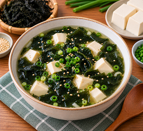 Canh rong biển đậu phụ non