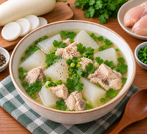 Canh củ cải trắng thịt gà
